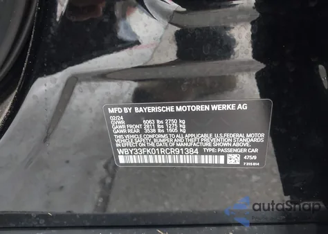 2024 BMW I5 Edrive40 from USA, damaged, VIN WBY33FK01RCR91384